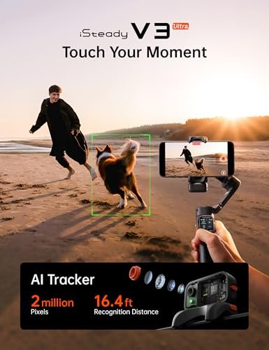 Hohem iSteady V3 Ultra Gimbal Stabilizer for iPhone, AI Tracker with Light