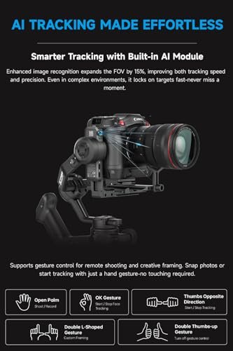 FeiyuTech SCORP 3 Gimbal Stabilizer for Camera, Built-in AI Tracking Sensor & Detachable Remote Control