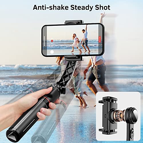 Smartphone Gimbal Stabilizer with Remote, Aluminum Extendable Selfie Stick Tripod