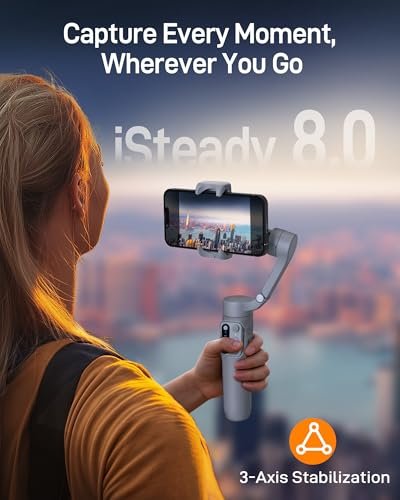 hohem iSteady X3 SE Gimbal Stabilizer for iPhone, Phone Stabilizer with Detachable Remote Control, Portable Foldable 3-Axis Phone Gimbal for Android & iPhone 16 15 Pro Max, Ideal for Travel Vlogging