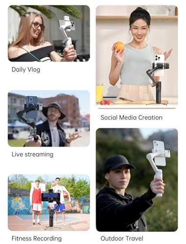 hohem iSteady V3 Gimbal Stabilizer for iPhone, Magnetic AI Tracker,Detached Remote,Built-in Tripod Extension Rod