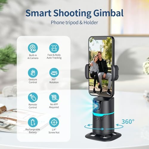 TOALLIN Auto Face Tracking Phone Tripod, Smart Shooting Gimbal with Remote