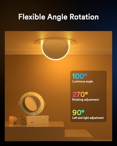 Lumary 4 Inch Smart Gimbal Recessed Lighting Ultra with 2200k Night Light，270°+90°Rotatable LED Recessed Lights