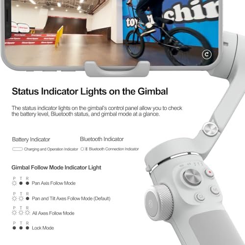 FeiyuTech 3-Axis Smartphone Gimbal Stabilizer – Compact Foldable Video Stabilizer with Bluetooth Control, App Shooting Modes