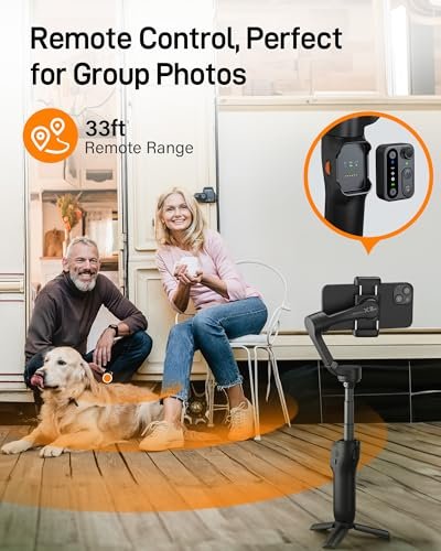 hohem iSteady X3 SE Plus 3-Axis Smartphone Gimbal, Portable Foldable Stabilizer with Detachable Remote, Extendable Rod