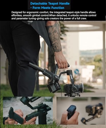 FeiyuTech SCORP 3 KIT Gimbal Stabilizer for DSLR and Mirrorless Camera,Built-in AI Tracking,Detachable Handle