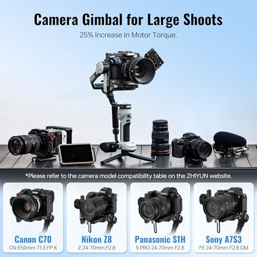 ZHIYUN Crane 4E Gimbal Stabilizer for Camera, Handheld 3 Axis DSLR Gimbal Stabilizer for Canon/Nikon/Sony with Tripod, Native Vertical Shooting, Video Recording, Specialty Expansion